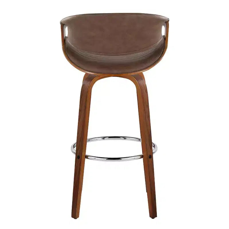 Tabouret de bar pivotant mi-dossier en similicuir espresso, lot de 2