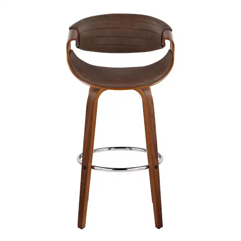 Tabouret de bar pivotant mi-dossier en similicuir espresso, lot de 2