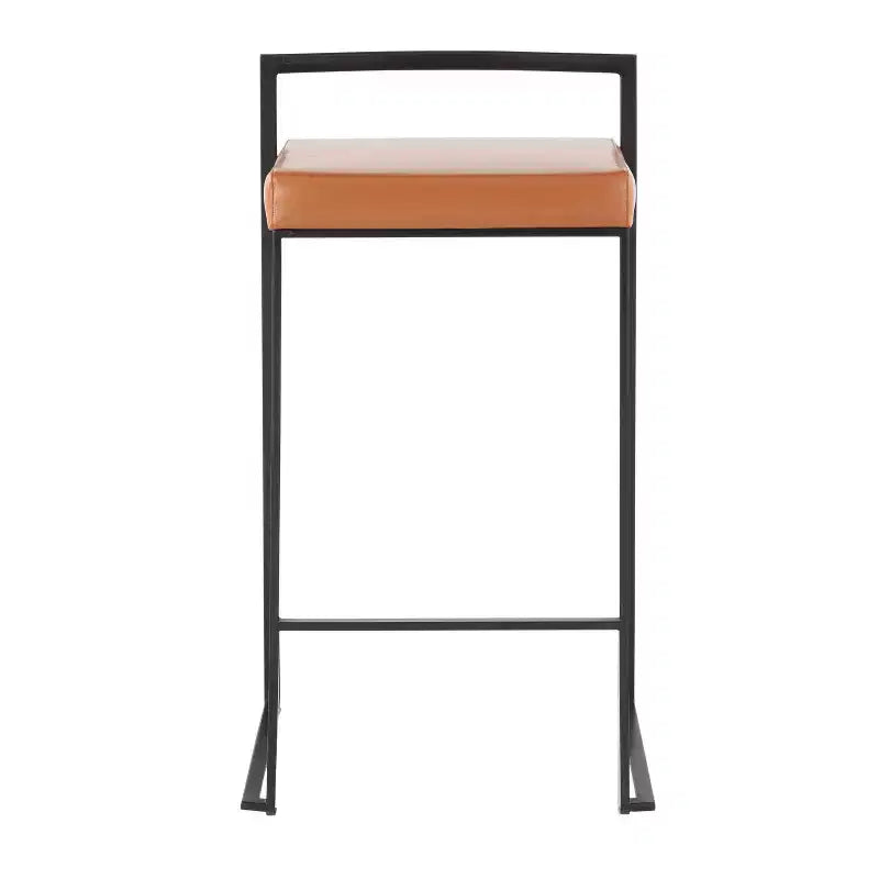 Tabourets de comptoir en métal noir et similicuir camel, lot de 3
