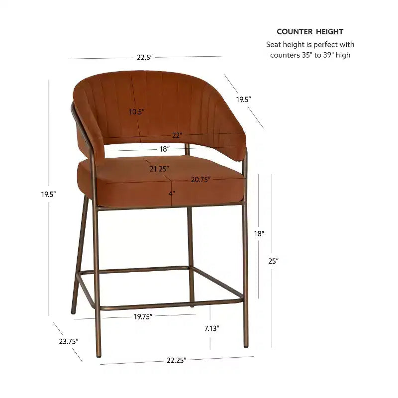 Linon Ensemble de 2 tabourets de bar à hauteur de comptoir Pernell Caramel