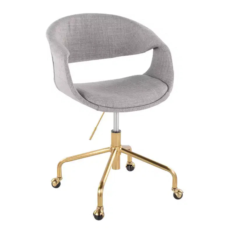 LumiSource Curvo Upholstered 4-Stars Task Chair Gold/Gray Fabric