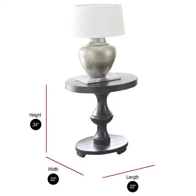 Table d'appoint ronde noire, placage de bois brillant, individuelle