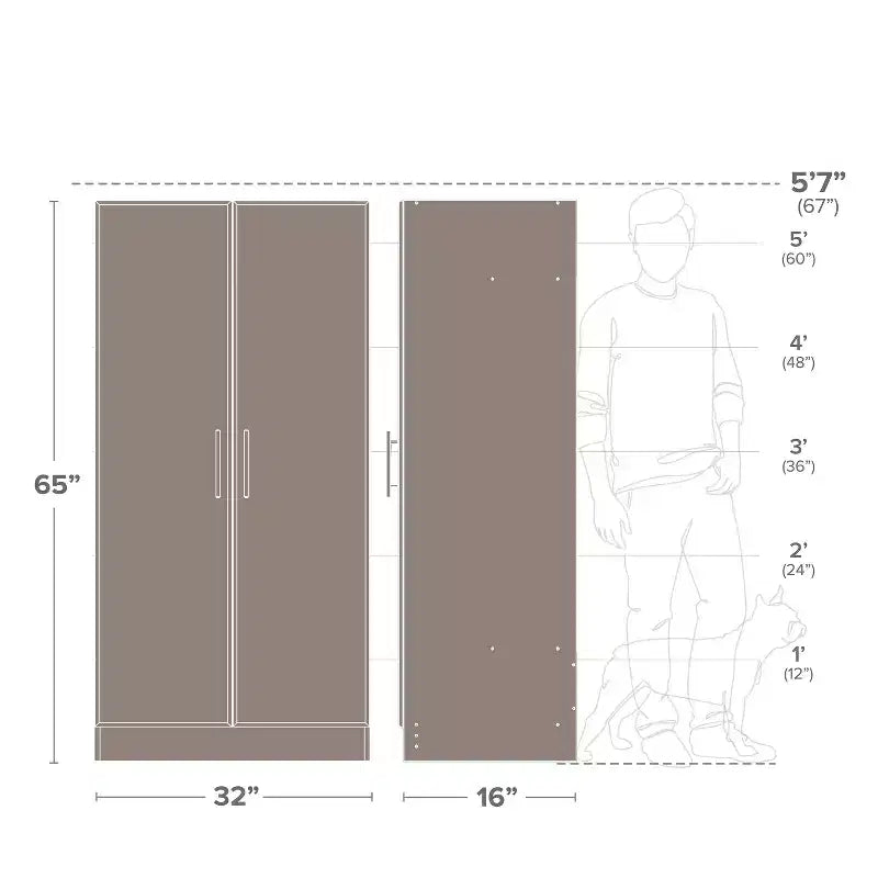 Armoire de rangement sur pied blanche à 2 portes, assemblage par 1 personne