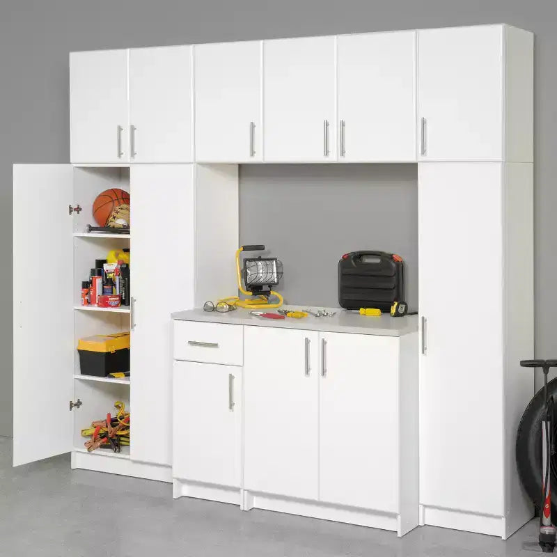 Armoire de rangement sur pied blanche à 2 portes, assemblage par 1 personne
