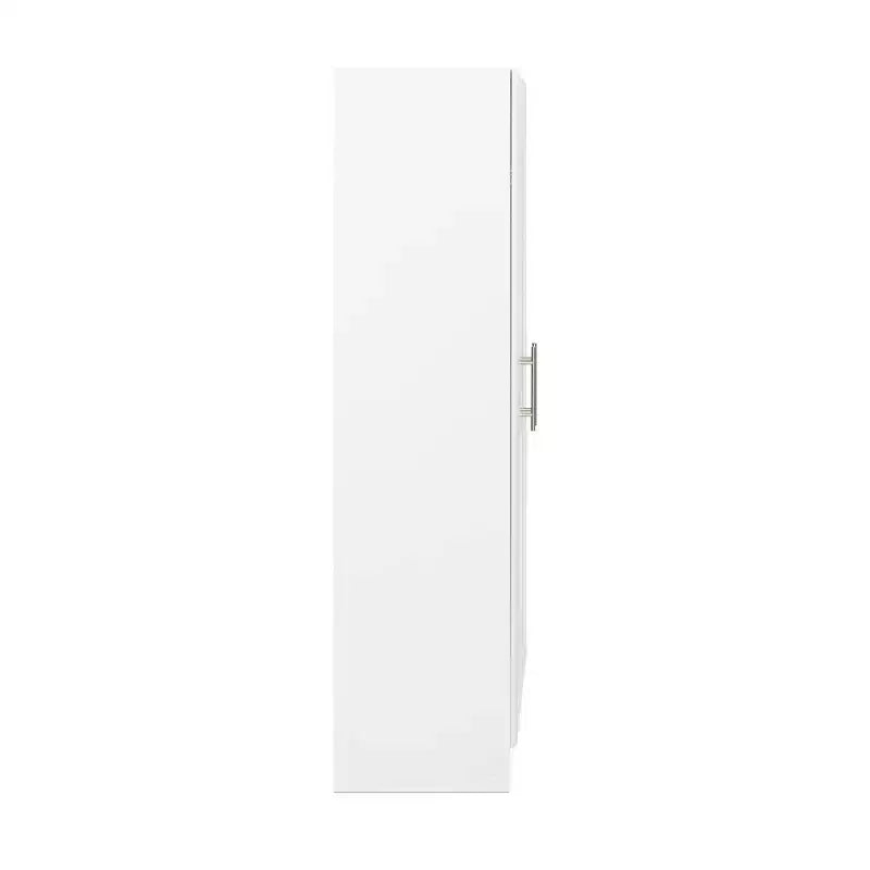 Armoire de rangement sur pied blanche à 2 portes, assemblage par 1 personne