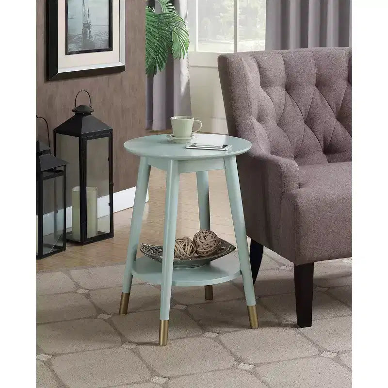 Table d'appoint ronde avec étagère inférieure – écume de mer / expresso / blanc / noir, unitaire