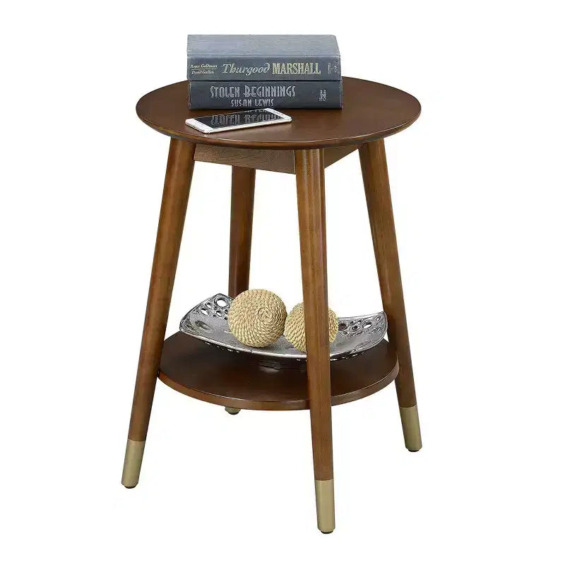 Table d'appoint ronde avec étagère inférieure – écume de mer / expresso / blanc / noir, unitaire