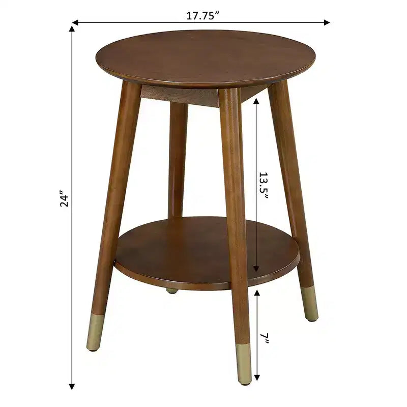 Table d'appoint ronde avec étagère inférieure – écume de mer / expresso / blanc / noir, unitaire