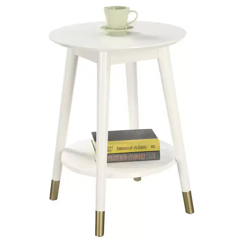 Table d'appoint ronde avec étagère inférieure – écume de mer / expresso / blanc / noir, unitaire