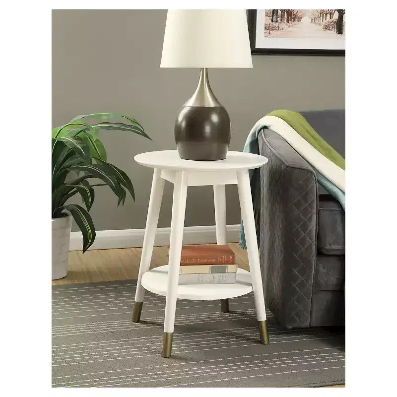 Table d'appoint ronde avec étagère inférieure – écume de mer / expresso / blanc / noir, unitaire
