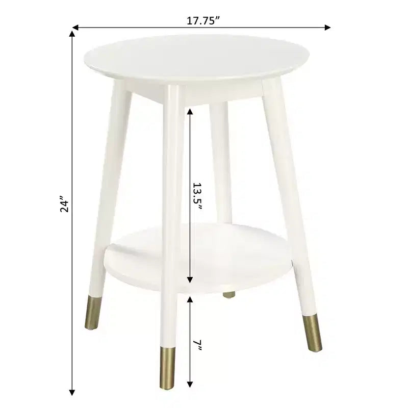 Table d'appoint ronde avec étagère inférieure – écume de mer / expresso / blanc / noir, unitaire