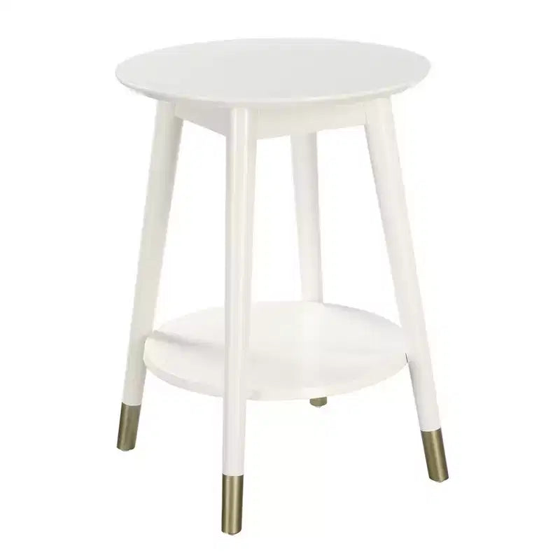 Table d'appoint ronde avec étagère inférieure – écume de mer / expresso / blanc / noir, unitaire