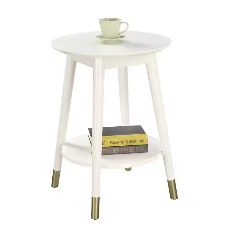 Table d'appoint ronde avec étagère inférieure – écume de mer / expresso / blanc / noir, unitaire