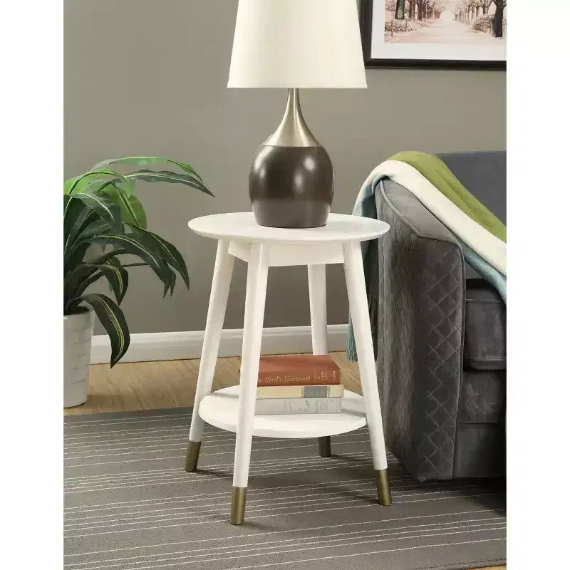 Table d'appoint ronde avec étagère inférieure – écume de mer / expresso / blanc / noir, unitaire