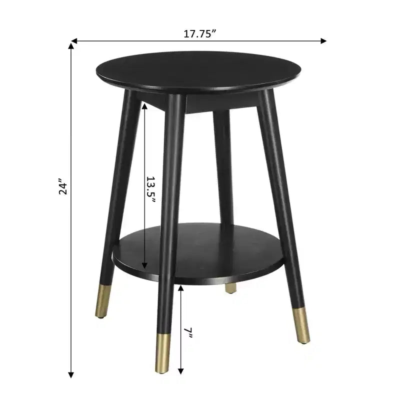 Table d'appoint ronde avec étagère inférieure – écume de mer / expresso / blanc / noir, unitaire