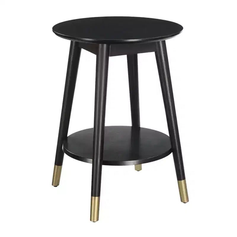 Table d'appoint ronde avec étagère inférieure – écume de mer / expresso / blanc / noir, unitaire