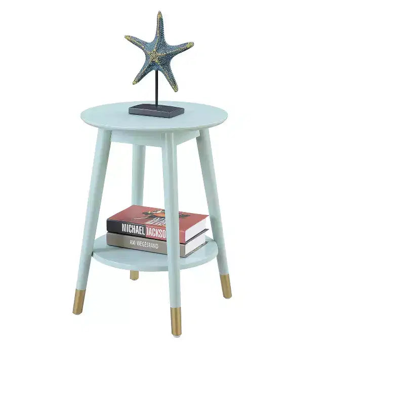Table d'appoint ronde avec étagère inférieure – écume de mer / expresso / blanc / noir, unitaire