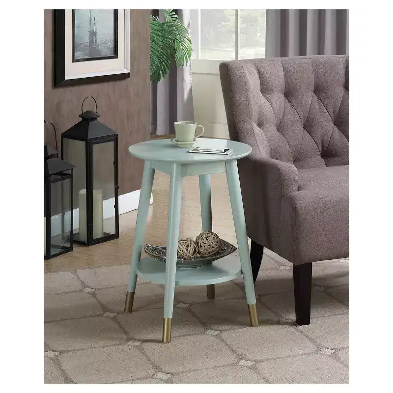 Table d'appoint ronde avec étagère inférieure – écume de mer / expresso / blanc / noir, unitaire