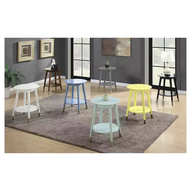 Table d'appoint ronde avec étagère inférieure – écume de mer / expresso / blanc / noir, unitaire
