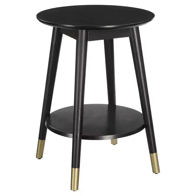 Table d'appoint ronde avec étagère inférieure – écume de mer / expresso / blanc / noir, unitaire