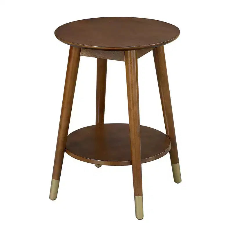 Table d'appoint ronde avec étagère inférieure – écume de mer / expresso / blanc / noir, unitaire