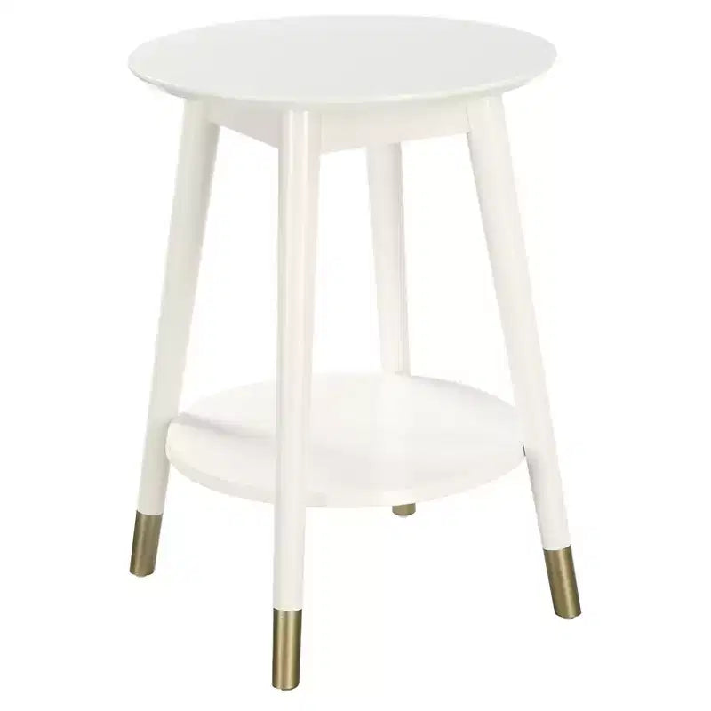 Table d'appoint ronde avec étagère inférieure – écume de mer / expresso / blanc / noir, unitaire
