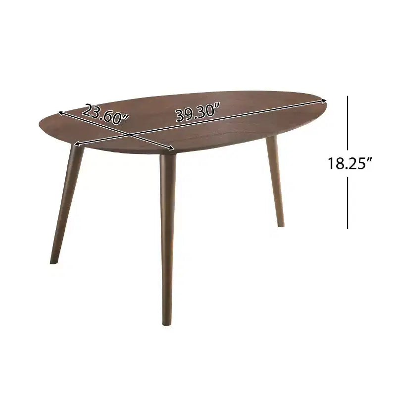 Table basse ovale Noyer naturel – Moderne milieu de siècle, 1 place
