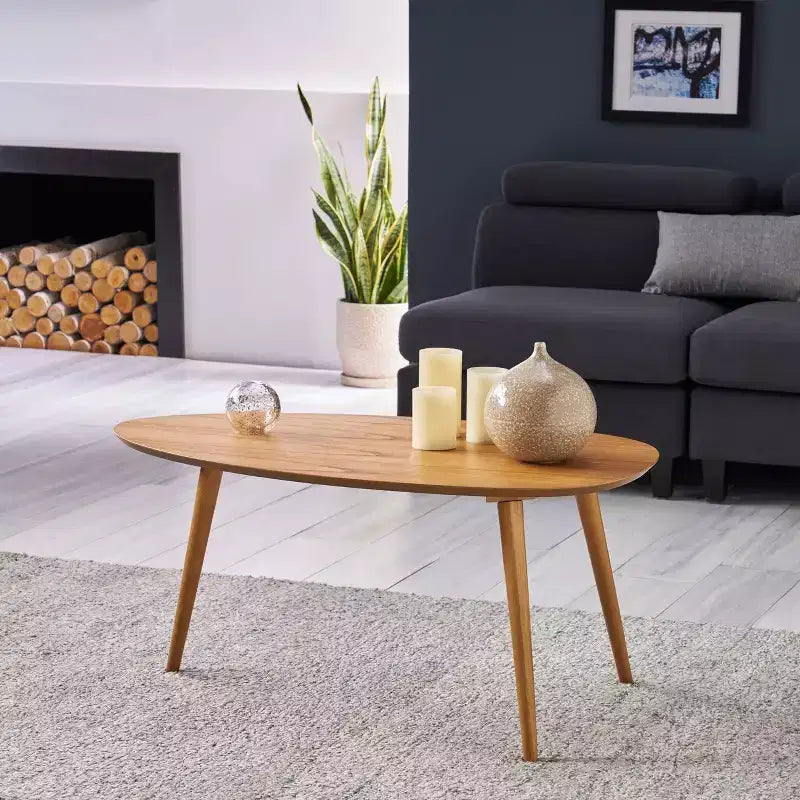 Table basse ovale Noyer naturel – Moderne milieu de siècle, 1 place