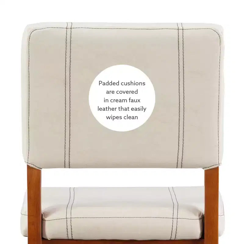 Tabouret de bar rembourré avec dossier, couleur crème clair/marron, 1 place