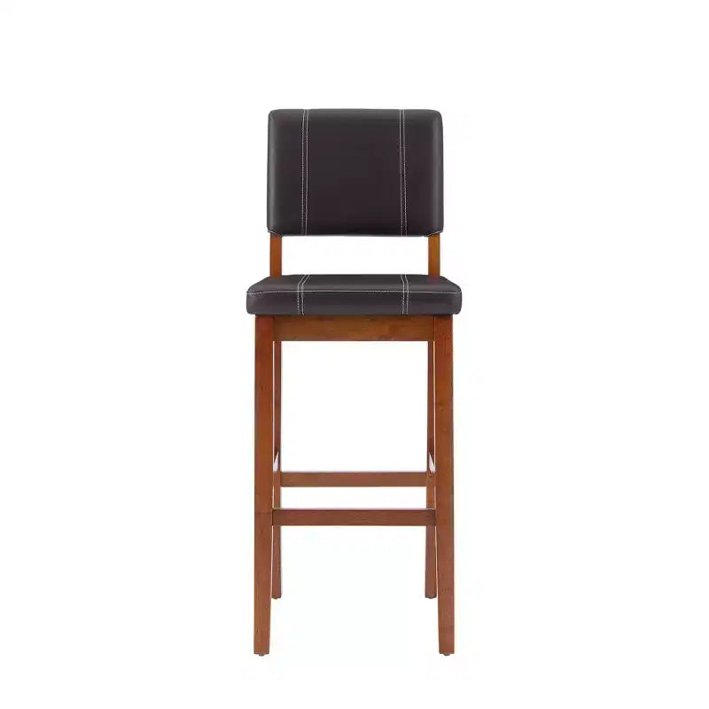 Tabouret de bar rembourré avec dossier, couleur crème clair/marron, 1 place