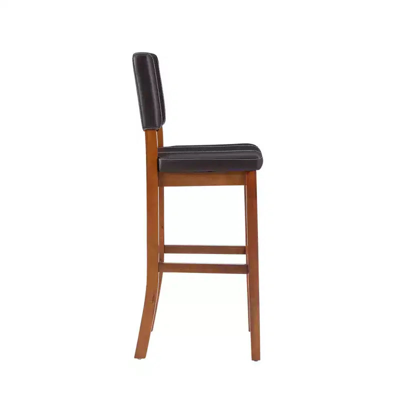 Tabouret de bar rembourré avec dossier, couleur crème clair/marron, 1 place