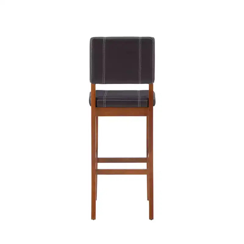 Tabouret de bar rembourré avec dossier, couleur crème clair/marron, 1 place