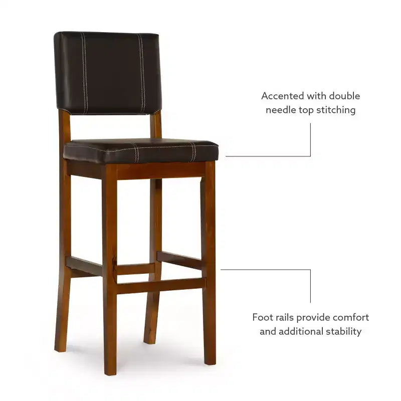Tabouret de bar rembourré avec dossier, couleur crème clair/marron, 1 place