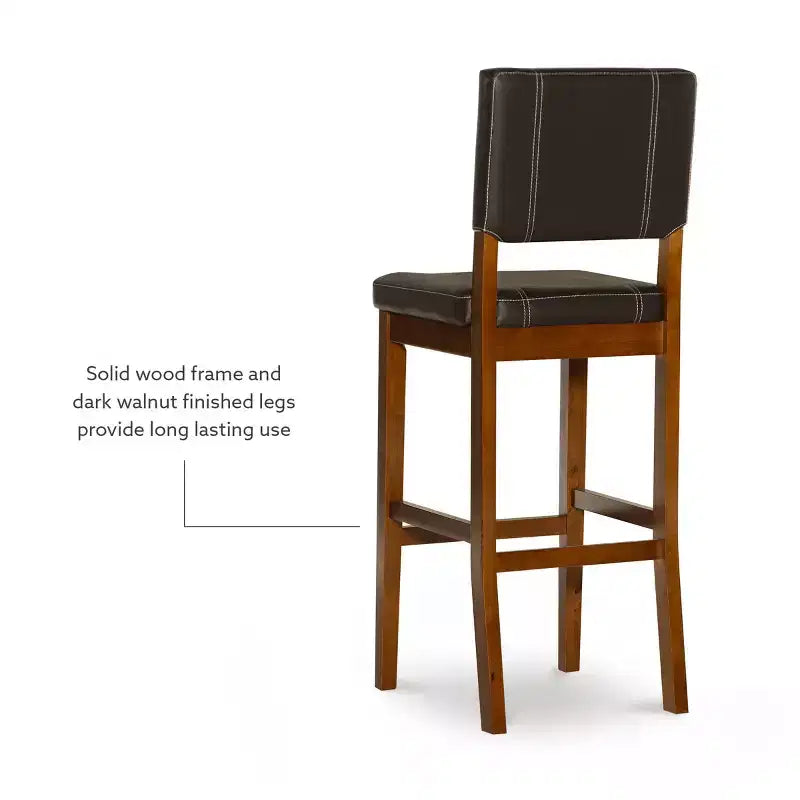 Tabouret de bar rembourré avec dossier, couleur crème clair/marron, 1 place