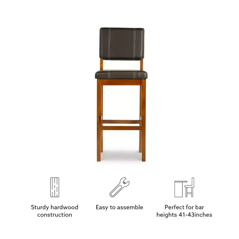 Tabouret de bar rembourré avec dossier, couleur crème clair/marron, 1 place