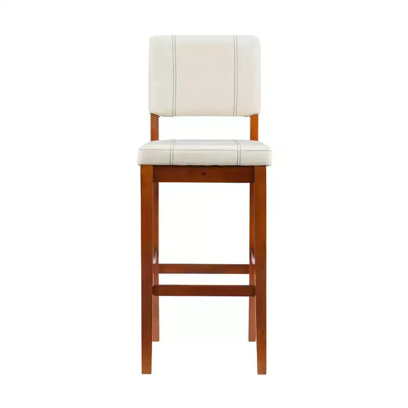 Tabouret de bar rembourré avec dossier, couleur crème clair/marron, 1 place