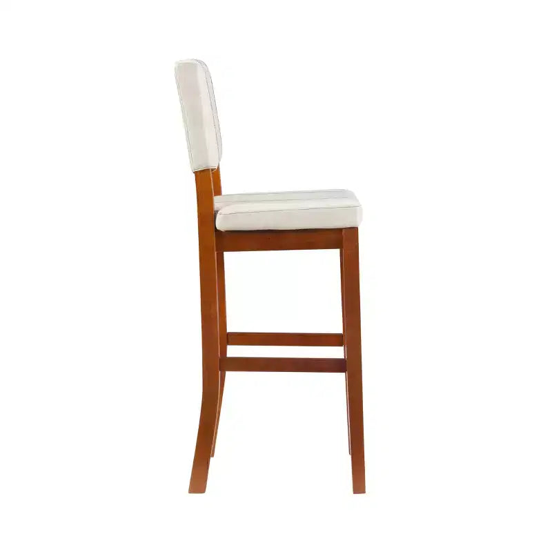 Tabouret de bar rembourré avec dossier, couleur crème clair/marron, 1 place