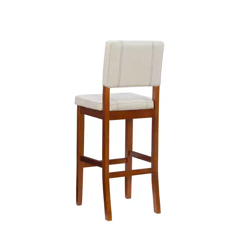 Tabouret de bar rembourré avec dossier, couleur crème clair/marron, 1 place