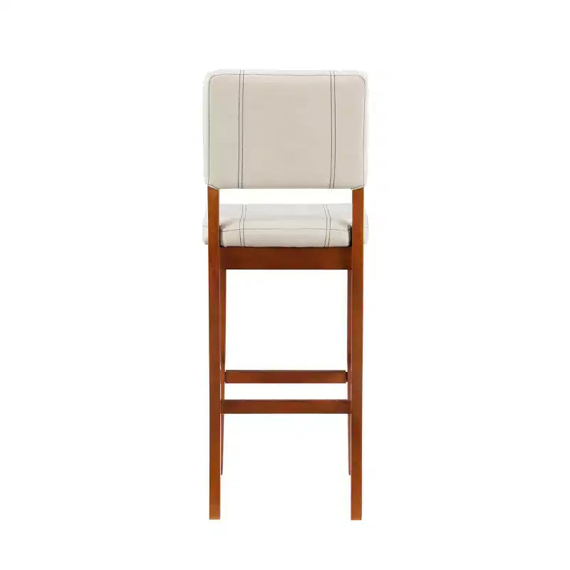 Tabouret de bar rembourré avec dossier, couleur crème clair/marron, 1 place
