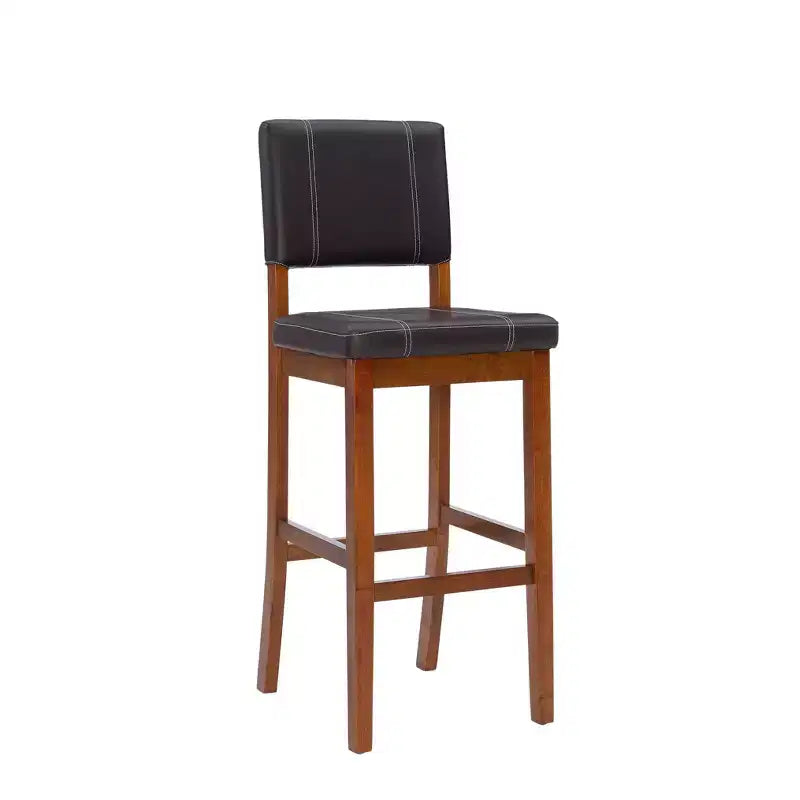 Tabouret de bar rembourré avec dossier, couleur crème clair/marron, 1 place