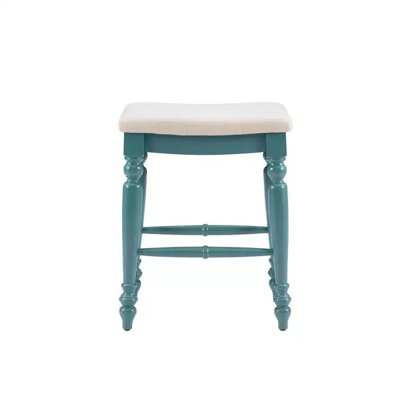 Tabouret de bar sans dossier, assise rembourrée, 1 place – Noir / Bleu / Blanc cassé / Noyer