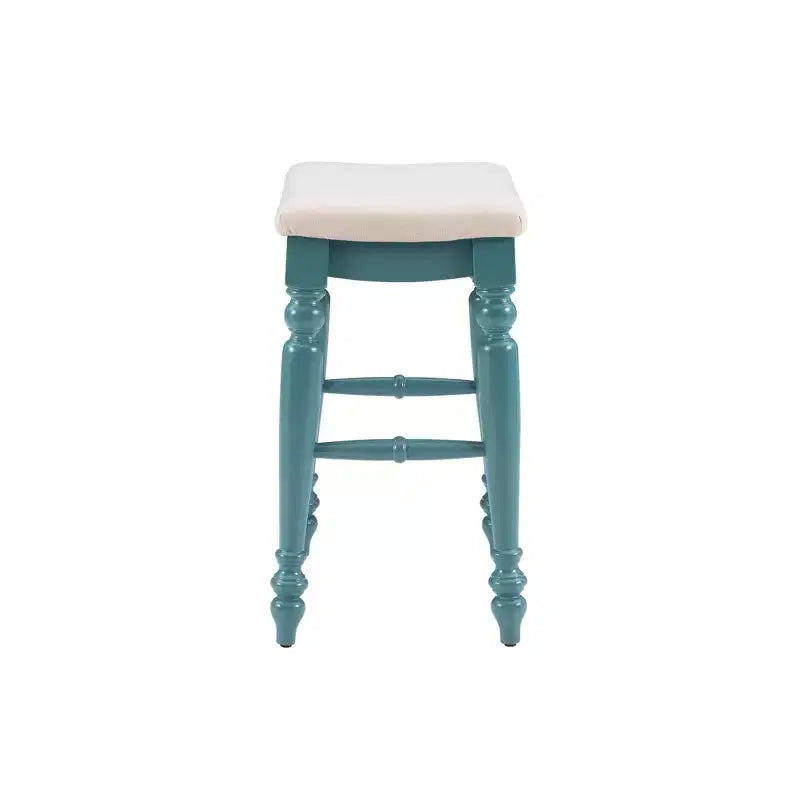 Tabouret de bar sans dossier, assise rembourrée, 1 place – Noir / Bleu / Blanc cassé / Noyer