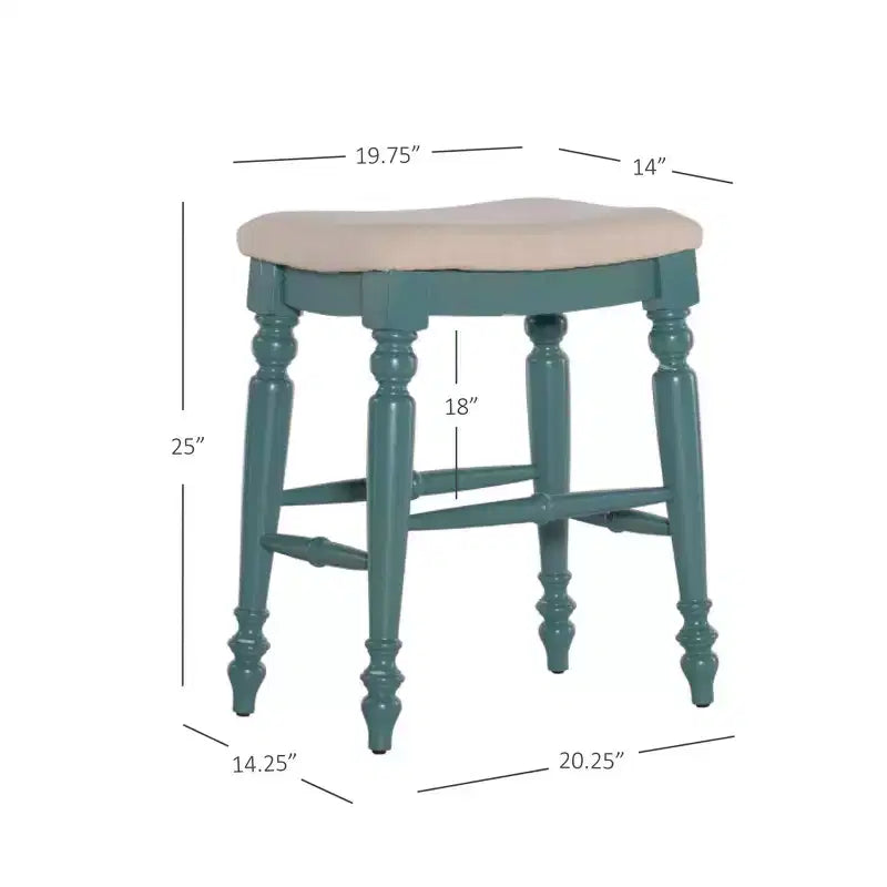 Tabouret de bar sans dossier, assise rembourrée, 1 place – Noir / Bleu / Blanc cassé / Noyer