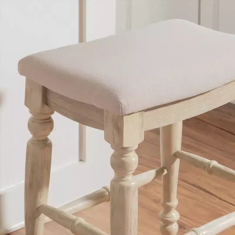 Tabouret de bar sans dossier, assise rembourrée, 1 place – Noir / Bleu / Blanc cassé / Noyer