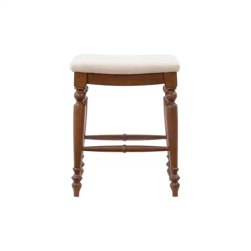 Tabouret de bar sans dossier, assise rembourrée, 1 place – Noir / Bleu / Blanc cassé / Noyer