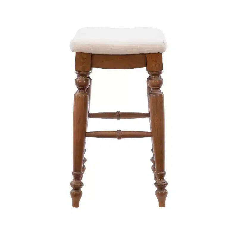 Tabouret de bar sans dossier, assise rembourrée, 1 place – Noir / Bleu / Blanc cassé / Noyer