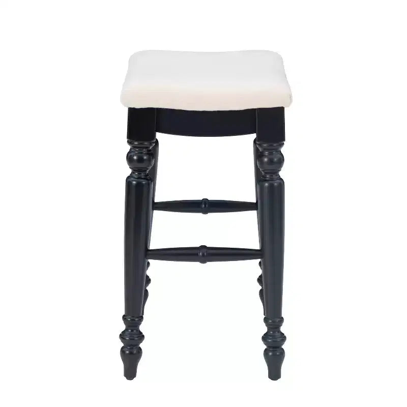 Tabouret de bar sans dossier, assise rembourrée, 1 place – Noir / Bleu / Blanc cassé / Noyer