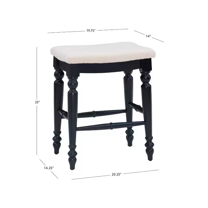 Tabouret de bar sans dossier, assise rembourrée, 1 place – Noir / Bleu / Blanc cassé / Noyer