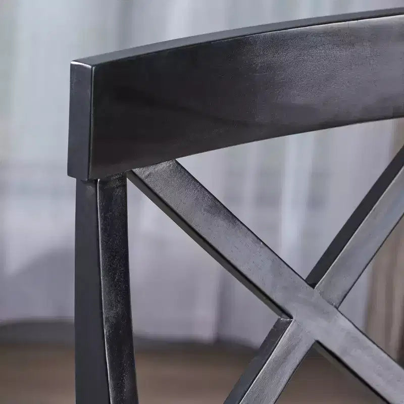 Chaise de salle à manger Acacia style ferme noir/gris clair/noyer/blanc, lot de 2