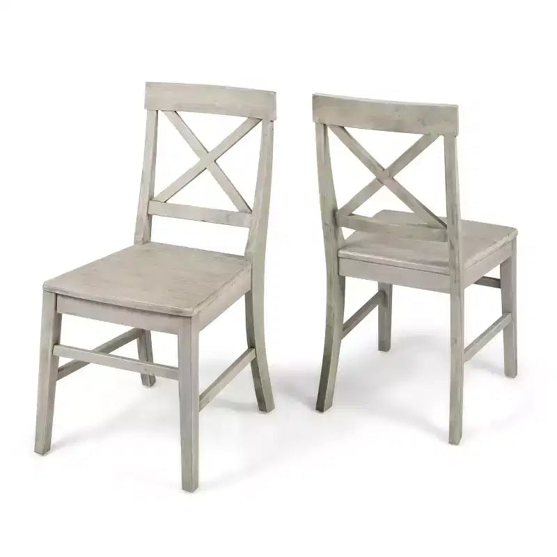 Chaise de salle à manger Acacia style ferme noir/gris clair/noyer/blanc, lot de 2